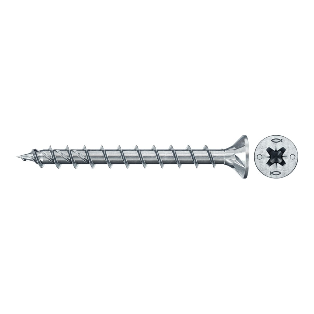fischer Vis PowerFast II FPF II CZF 6,0x60 BC 200 Tête fraisée, empreinte PZ, zingué blanc, filetage total