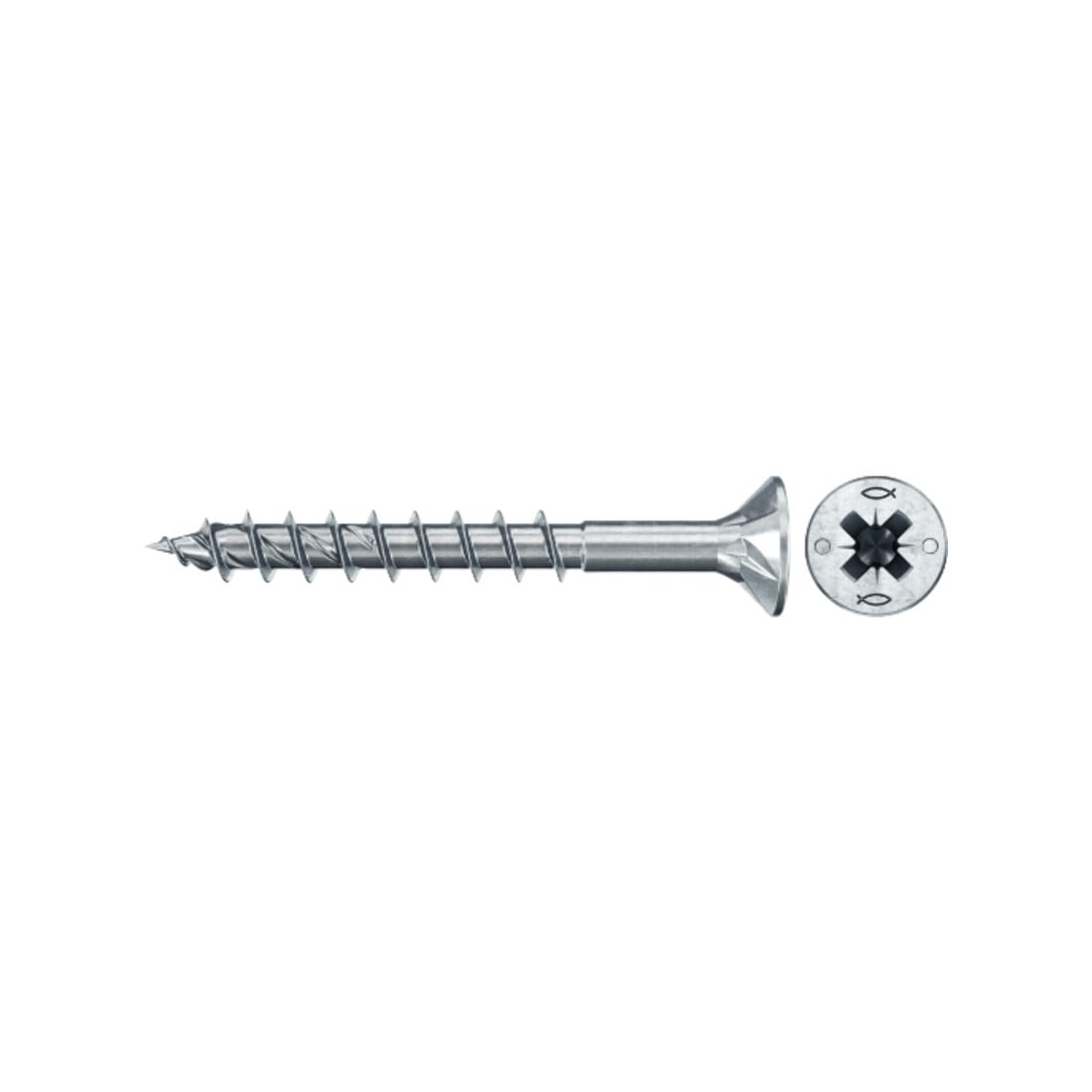 fischer Vis PowerFast II FPF II CZP 4,0x40 BC 300 Tête fraisée, empreinte PZ, zingué blanc, filetage partiel