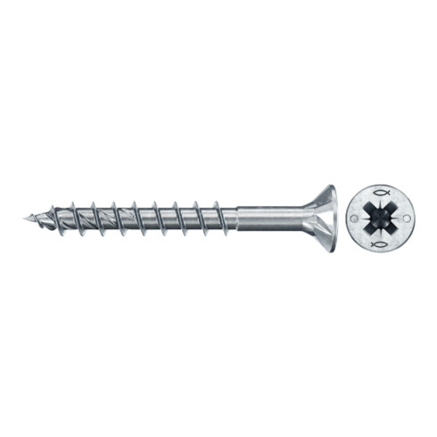 fischer Vis PowerFast II FPF II CZP 4,0x40 BC 300 Tête fraisée, empreinte PZ, zingué blanc, filetage partiel