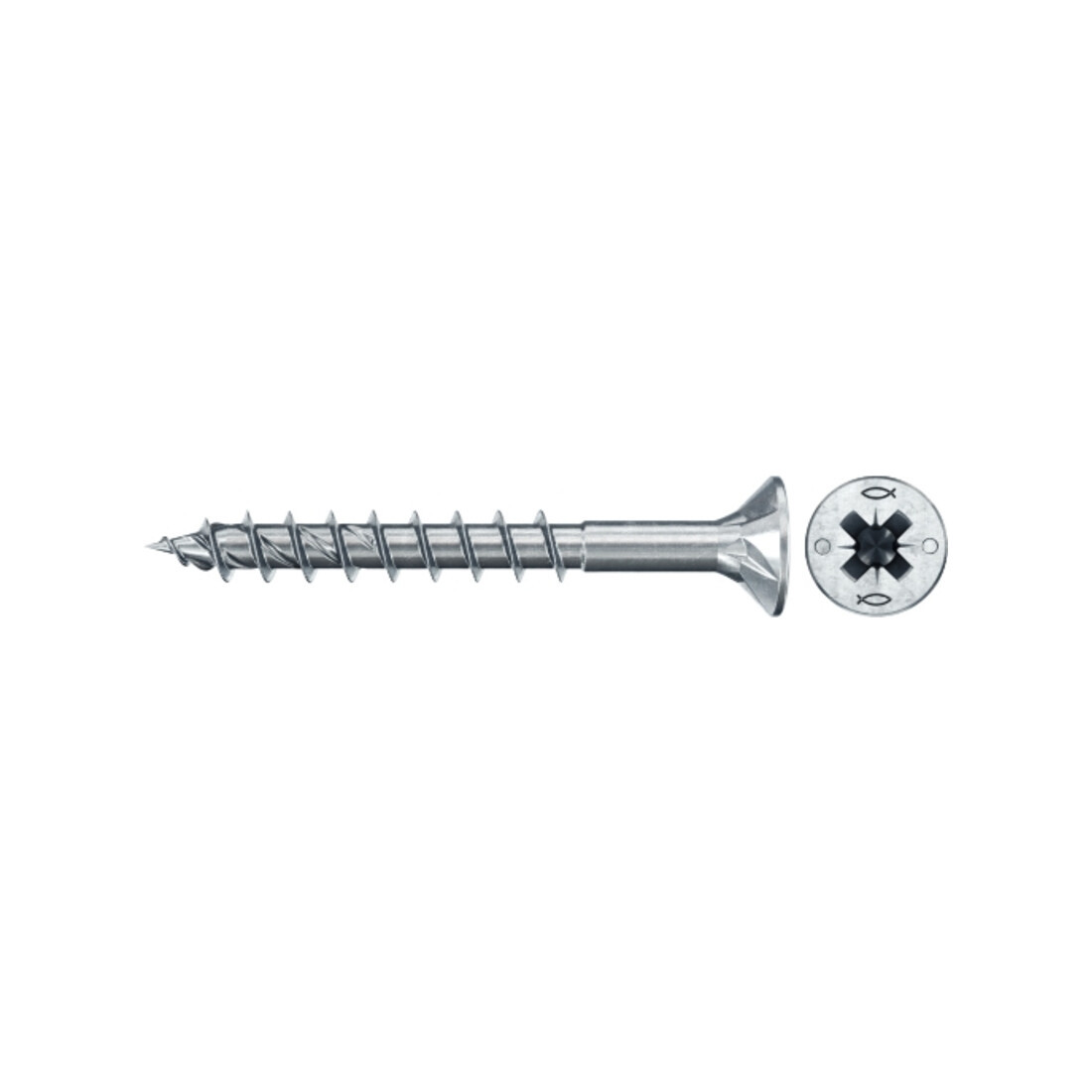 fischer Vis PowerFast II FPF II CZP 4,0x45 BC 500 Tête fraisée, empreinte PZ, zingué blanc, filetage partiel