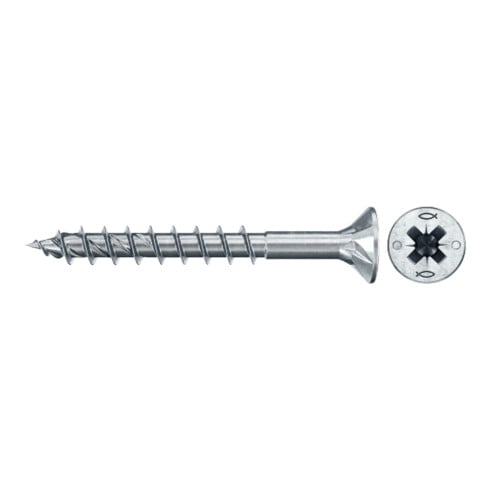 fischer Vis PowerFast II FPF II CZP 4,0x45 BC 500 Tête fraisée, empreinte PZ, zingué blanc, filetage partiel