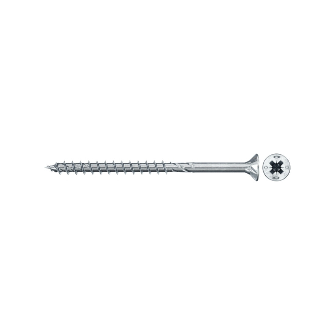 fischer Vis PowerFast II FPF II CZP 4,0x70 BC 500 Tête fraisée, empreinte PZ, zingué blanc, filetage partiel