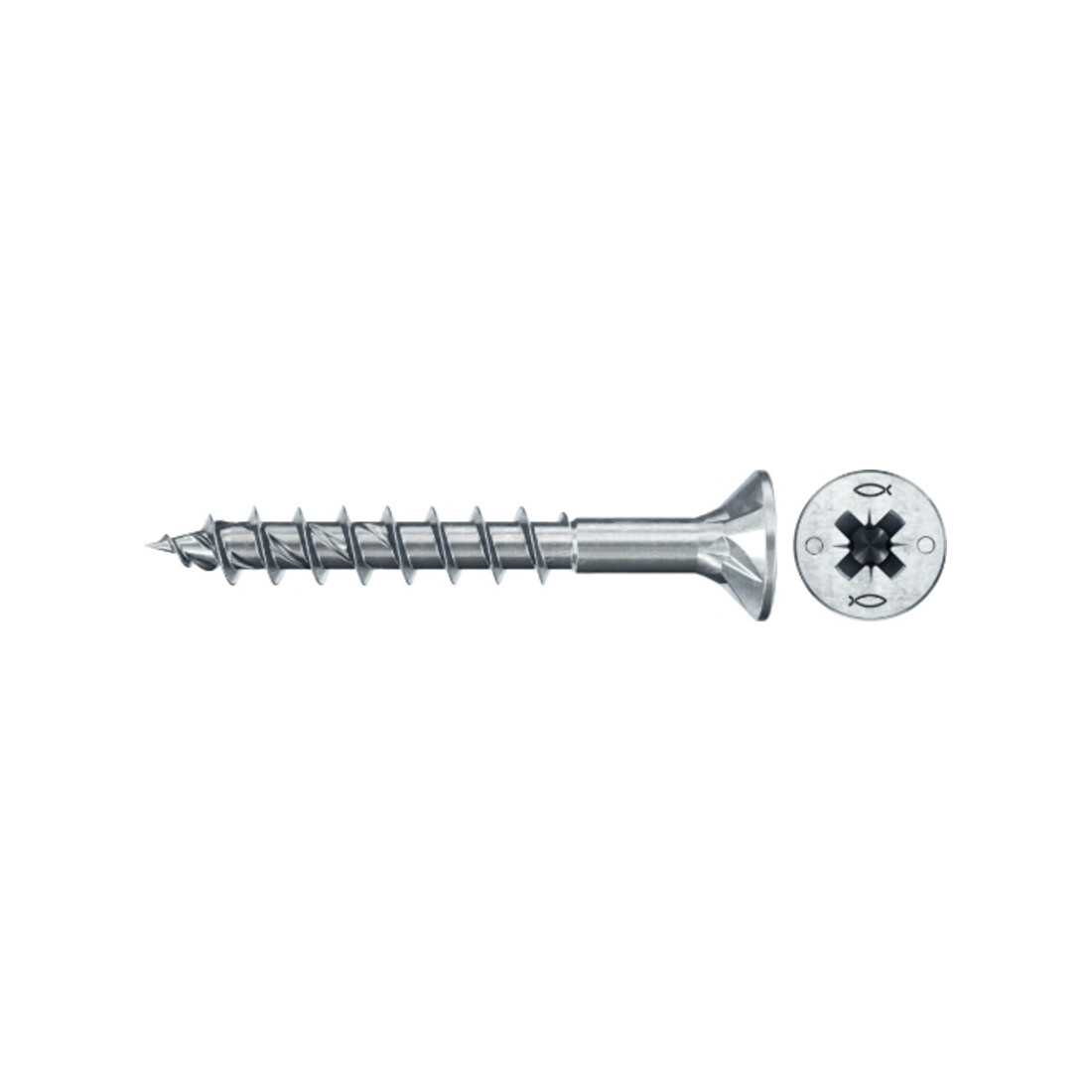 fischer Vis PowerFast II FPF II CZP 4,5x35 BC 500 Tête fraisée, empreinte PZ, zingué blanc, filetage partiel