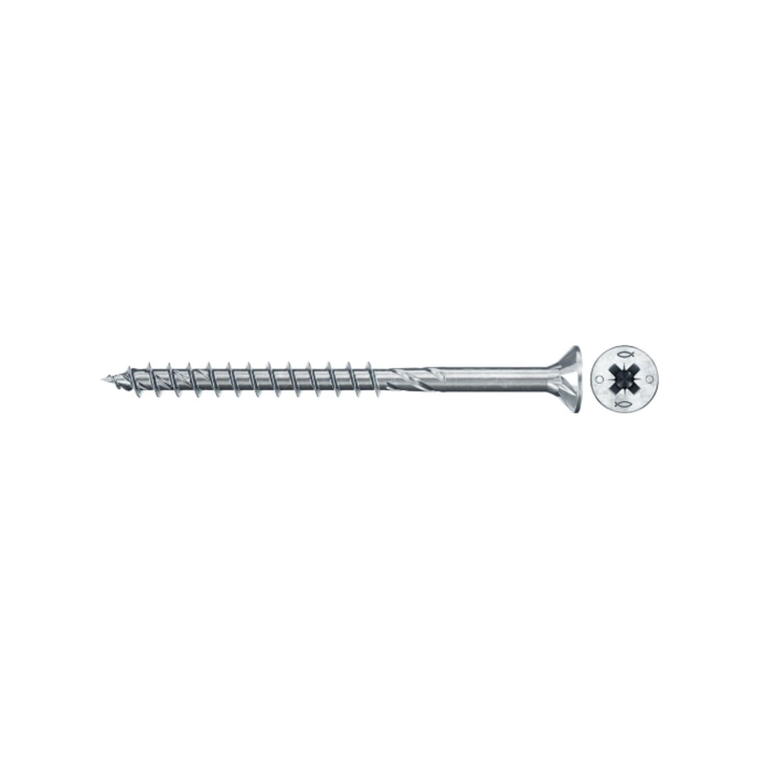 fischer Vis PowerFast II FPF II CZP 4,5X70 BC 500 Tête fraisée, empreinte PZ, zingué blanc, filetage partiel