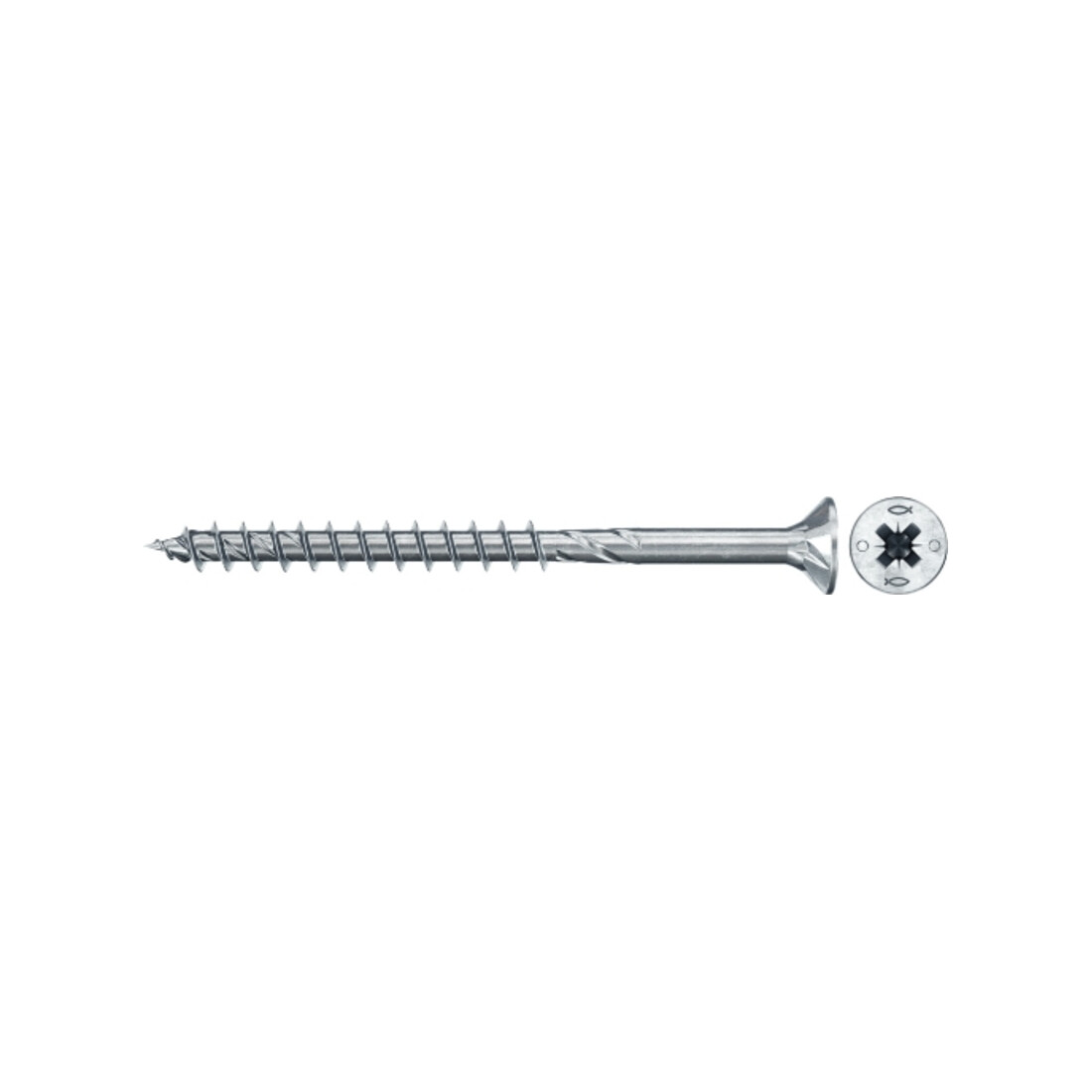 fischer Vis PowerFast II FPF II CZP 4,5X80 BC 500 Tête fraisée, empreinte PZ, zingué blanc, filetage partiel