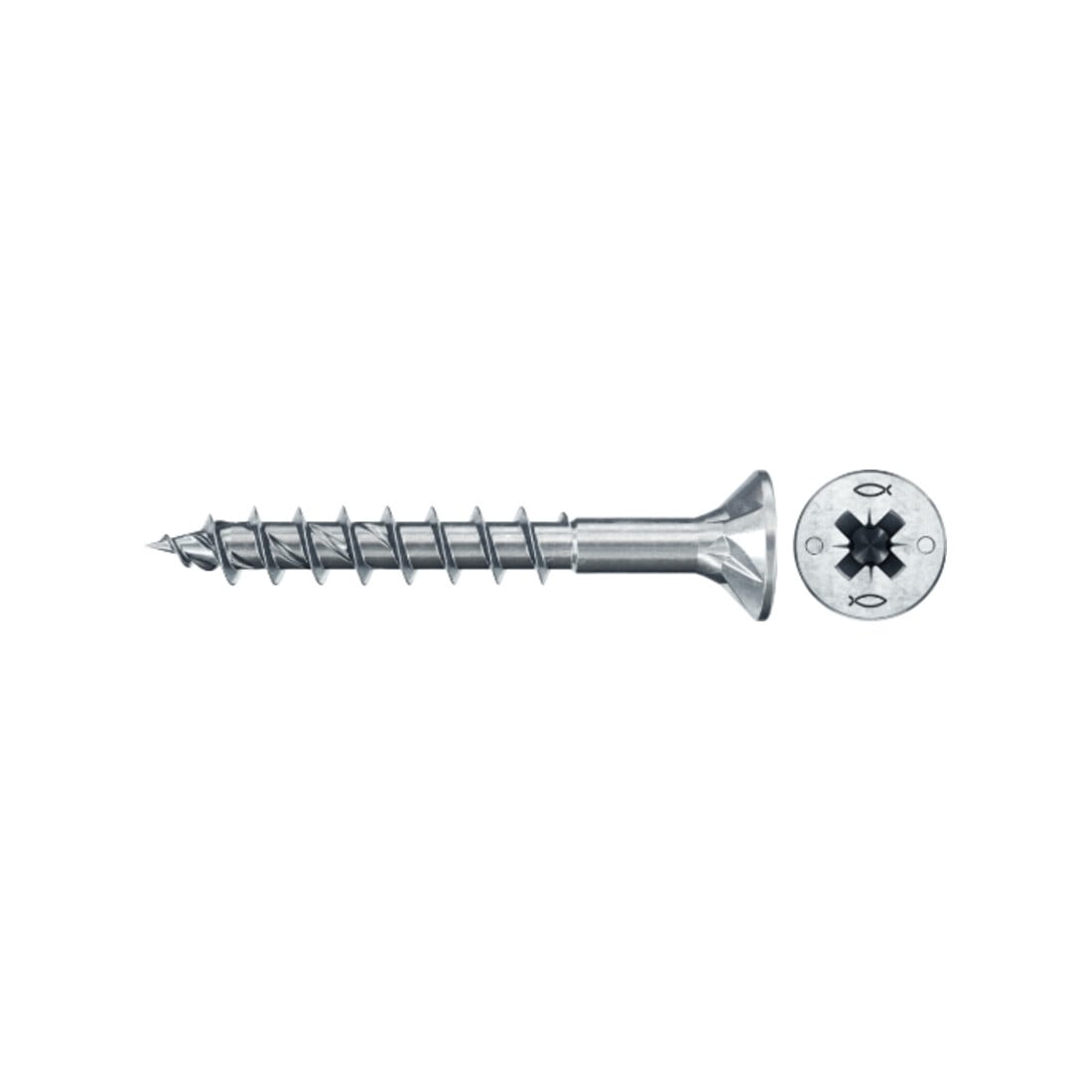 fischer Vis PowerFast II FPF II CZP 5,0x50 BC 500 Tête fraisée, empreinte PZ, zingué blanc, filetage partiel