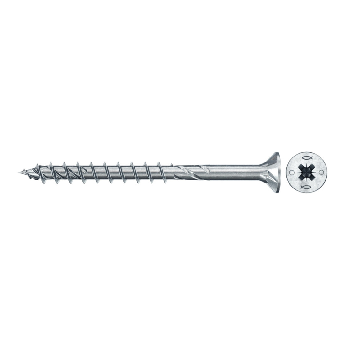 fischer Vis PowerFast II FPF II CZP 5,0x60 BC 500 Tête fraisée, empreinte PZ, zingué blanc, filetage partiel