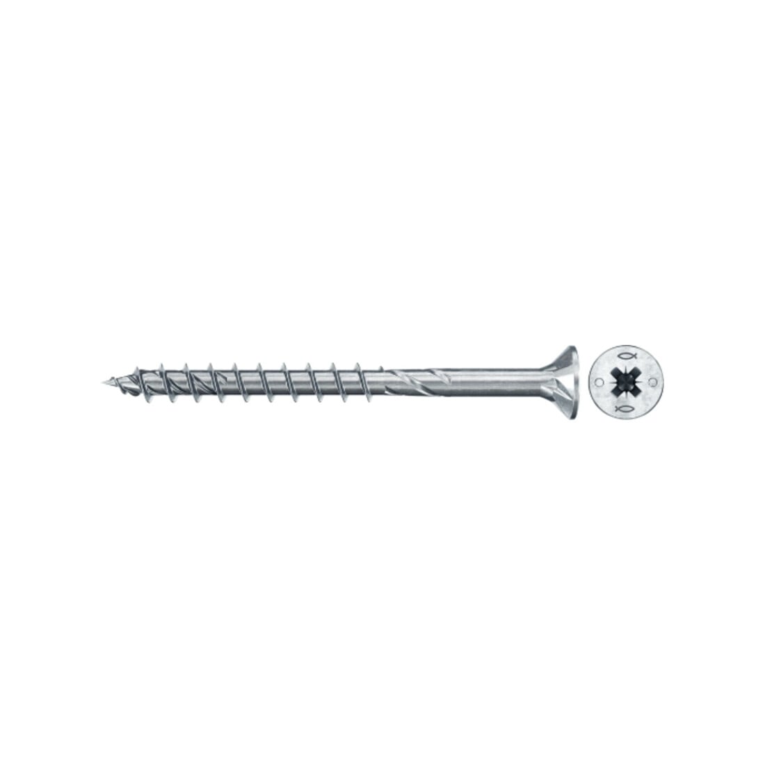 fischer Vis PowerFast II FPF II CZP 5,0x70 BC 30 Tête fraisée, empreinte PZ, zingué blanc, filetage partiel