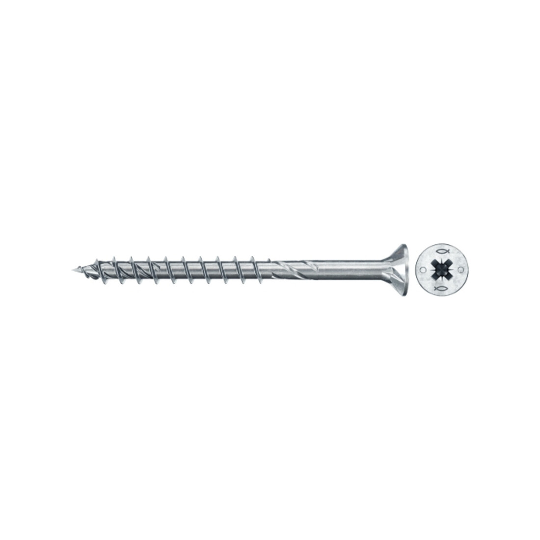 fischer Vis PowerFast II FPF II CZP 5,0x70 BC 30 Tête fraisée, empreinte PZ, zingué blanc, filetage partiel