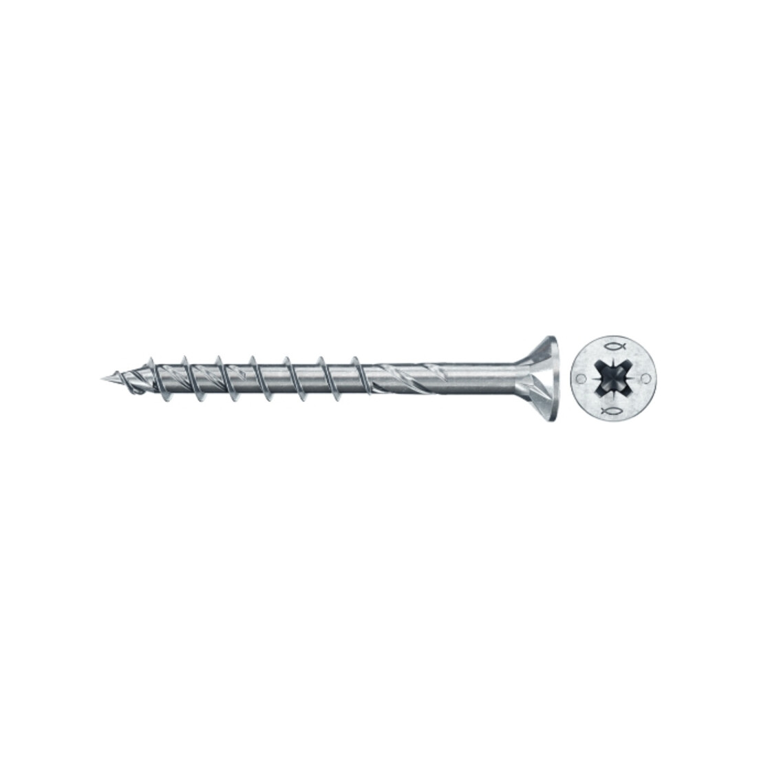 fischer Vis PowerFast II FPF II CZP 6,0x70 BC 30 Tête fraisée, empreinte PZ, zingué blanc, filetage partiel