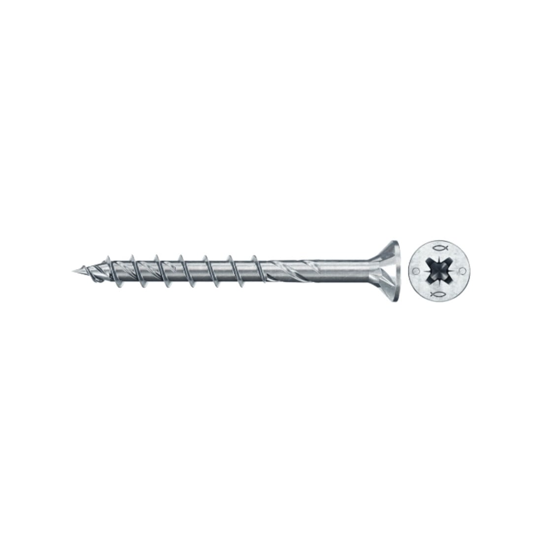 fischer Vis PowerFast II FPF II CZP 6,0x80 BC 30 Tête fraisée, empreinte PZ, zingué blanc, filetage partiel