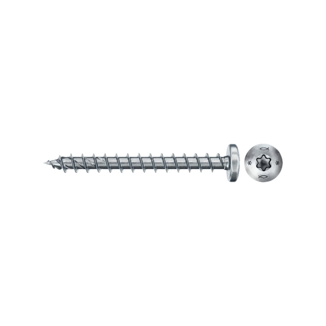 fischer Vis PowerFast II FPF II PTF 4,5x30 BC 200 Tête cylindrique bombée, empreinte TX, zingué blanc, filetage total