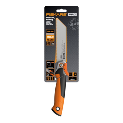 Fiskars Scie pliante à traction 15 cm 19 TPI Power Tooth