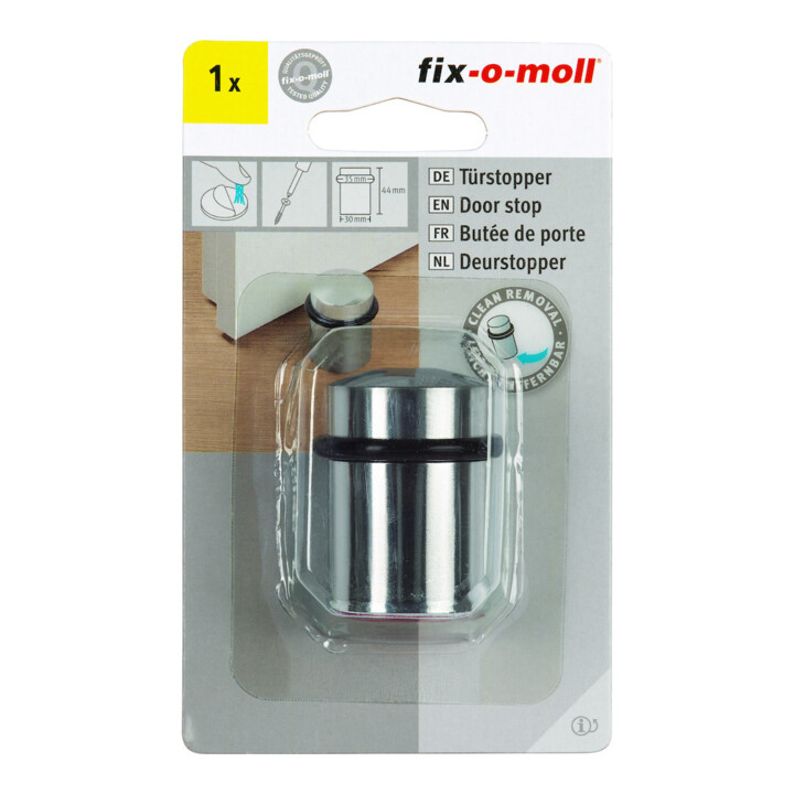 fix-o-moll SUKI, butée de porte sol H 44 mm, Ø 30 mm métal argenté poli