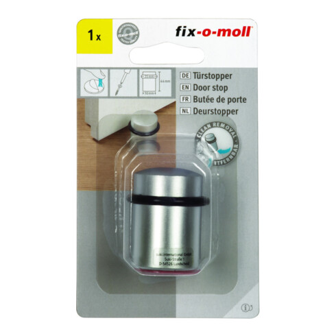 fix-o-moll SUKI, butoir de porte au sol H 44 mm, Ø 33 mm métal argent satiné