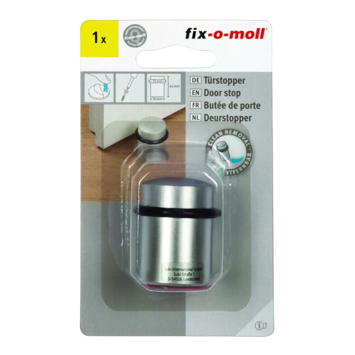 fix-o-moll SUKI, butoir de porte au sol H 44 mm, Ø 33 mm métal argent satiné