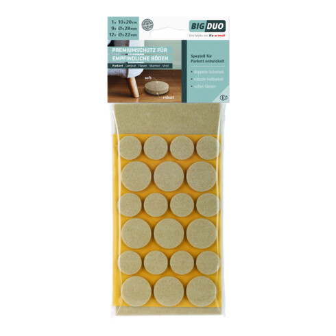 fix-o-moll SUKI, Gleiter eckig, Set zum Kleben Filz beige