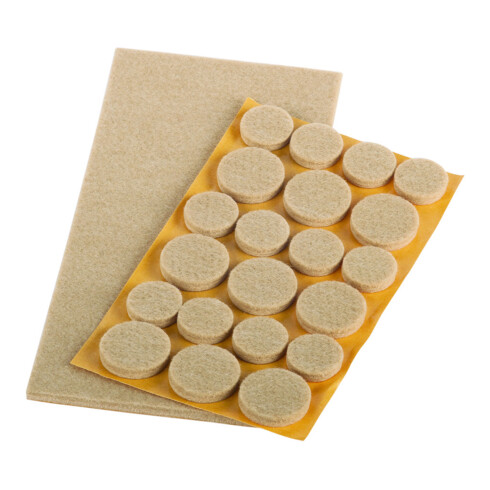 fix-o-moll SUKI, Gleiter eckig, Set zum Kleben Filz beige