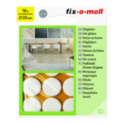 fix-o-moll SUKI, Gleiter rund, Durchmesser 22mm zum Kleben Filz weiß-3