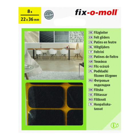 fix-o-moll SUKI, patin ovale, L 22 x P 36 mm, à coller, feutre marron