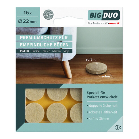 fix-o-moll SUKI, patin rond, diamètre 22 mm, à coller, feutre beige