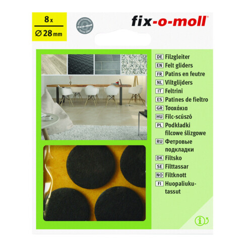fix-o-moll SUKI, patin rond, diamètre 28 mm à coller, feutre marron