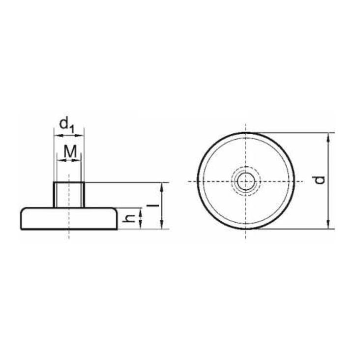 Beloh Flachgreifermagnet mit Gewindebuchse