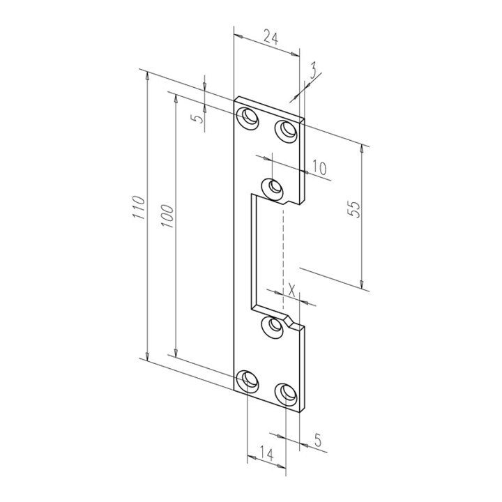 Flachschließbl.107 STA verz.ktg.B.24xL.110mm DIN L/R ASSA ABLOY