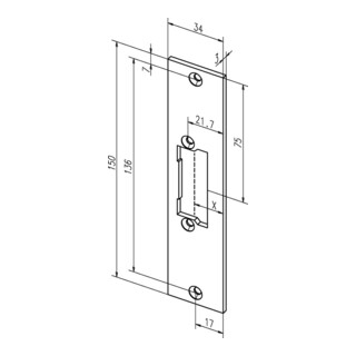 Flachschließbl.21C VA ma ktg.B.34xL.150mm DIN L/R ASSA ABLOY
