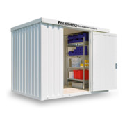 FLADAFI® Materialcontainer IC 1300 isoliert, mit Holzfußboden lackiert in RAL-Farbton-1