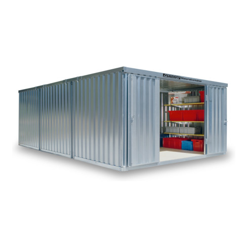 FLADAFI® Materialcontainer- Kombination MC 1460 Verzinkt, vormontiert mit Holzfußboden