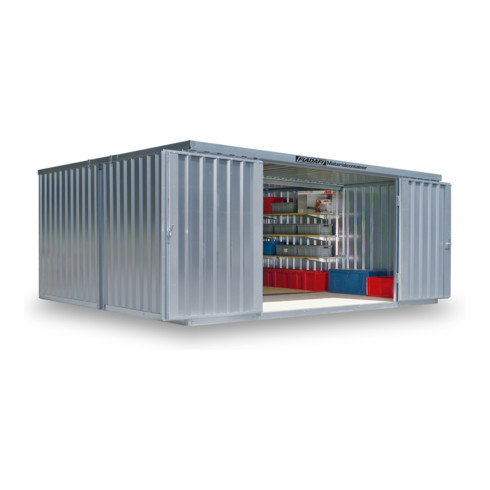 FLADAFI® Materialcontainer- Kombination MC 1540 Verzinkt, zerlegt mit Holzfußboden