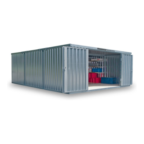 FLADAFI® Materialcontainer- Kombination MC 1560 Vormontiert, mit Holzfußboden lackiert in RAL-Farbton