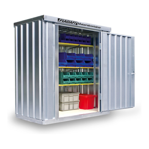 FLADAFI® Materialcontainer MC 1100 Verzinkt, montiert mit Holzfußboden