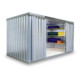 FLADAFI® Materialcontainer MC 1400 Montiert, mit Holzfußboden lackiert in RAL-Farbton-1