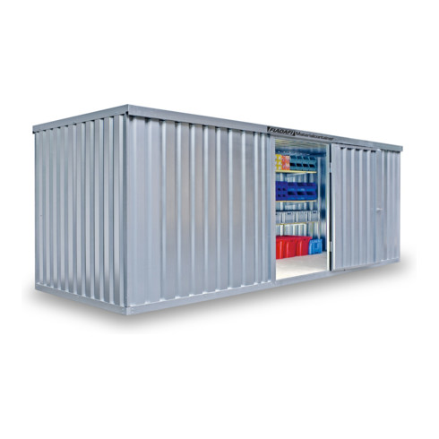 FLADAFI® Materialcontainer MC 1600 Montiert, mit Holzfußboden lackiert in RAL-Farbton