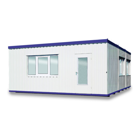 FLADAFI® Raumcontainer-Kombination mit Außenwandlackierung in lichtgrau (RAL 7035), 2x Fenster groß
