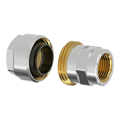 Flamco bergangsverschraub. PLUS SRA IG G 1/2 Fx1/2", f Schwarzr., MS vernickelt