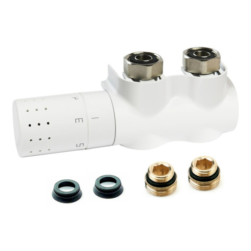Flamco Bloc robinet AutoSar ThermodDesign E li m tête TH + plaque, bl.