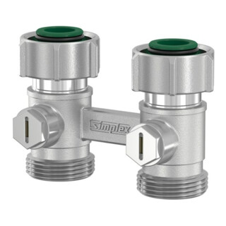 Flamco Bloc robinet double-tube EXCLUSIV D2/50 G 3/4 M EKxG 3/4 F, DG, MS nickelé