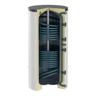Flamco Chauffe-eau à accumulation Duo-Solar 300 l, d= 660, blanc, avec isolation
