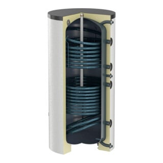 Flamco Chauffe-eau à accumulation Duo-Solar 400 l, d= 750, blanc, avec isolation