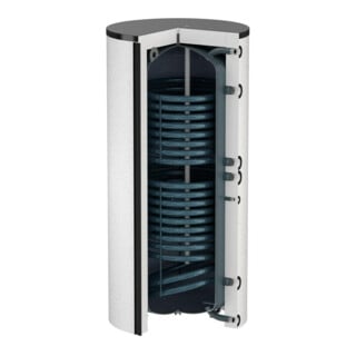 Flamco Chauffe-eau solaire Duo 1000 l, d= 800, blanc, avec isolation EPS