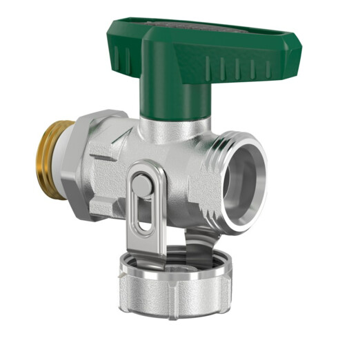 Flamco KFE Robinet à boisseau sphérique G 1/2 M, avec poignée verte, FG, DG, avec filetage mâle, vn, sans SV