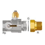 Flamco Robinet à boisseau sphérique à capuchon Rp 1, DN 25 (jeu) pour Flamcomat FG