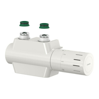 Flamco Robinetterie à tube unique VARIODESIGN blanc, avec tête thermostatique et cache