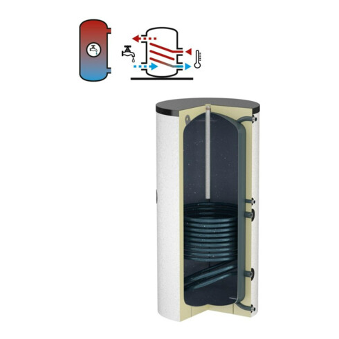 Flamco Standspeicher Duo 120 l, weiß, mit Isolierung