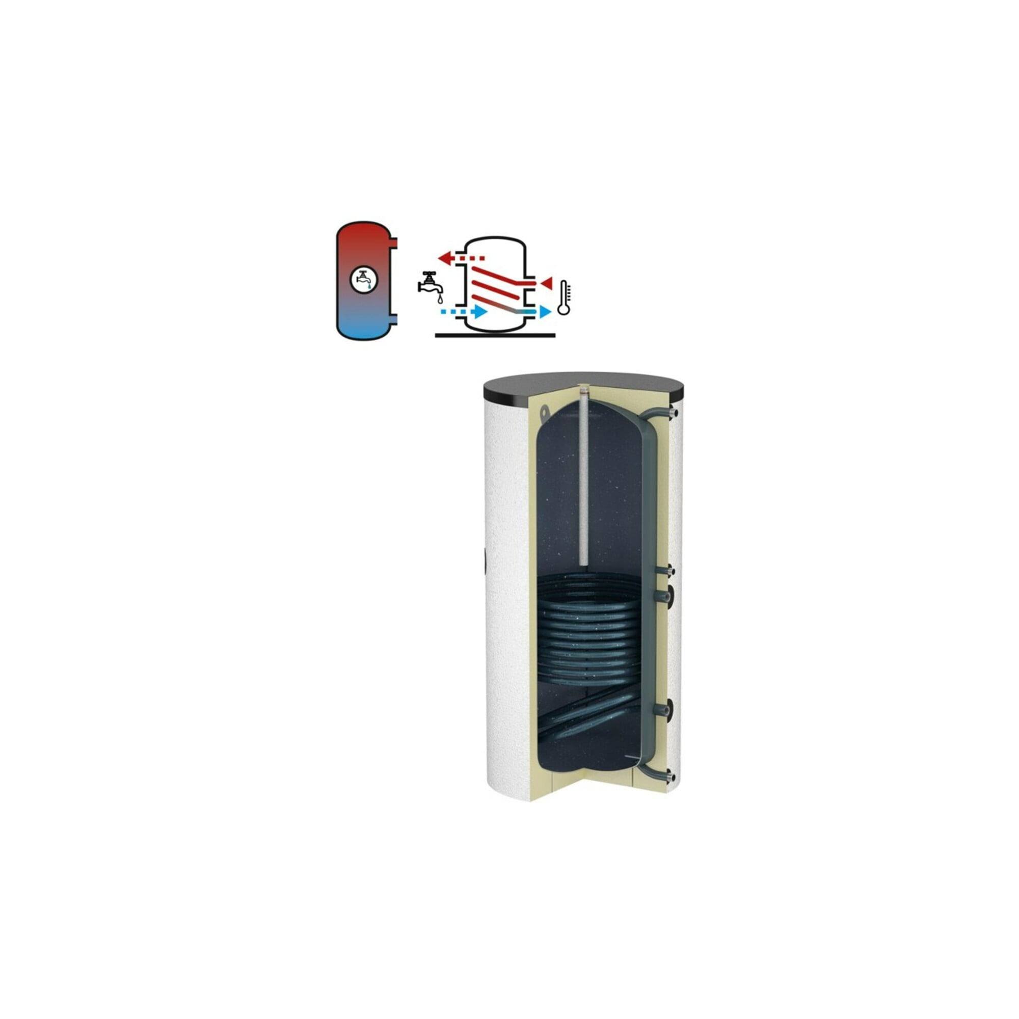 Flamco Standspeicher Duo 200 l, weiß, mit Isolierung