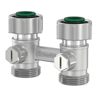 Flamco Zweirohr-Hahnblock EXCLUSIV D2/50 G 3/4 M EKxG 3/4 F, DG, MS vernickelt