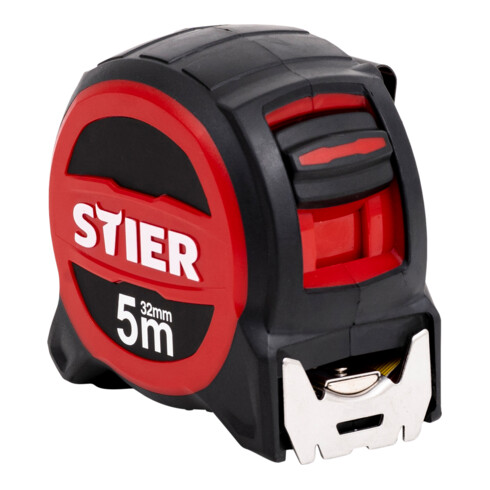 STIER Flessometro tascabile Premium con magnete e gancio in acciaio legato